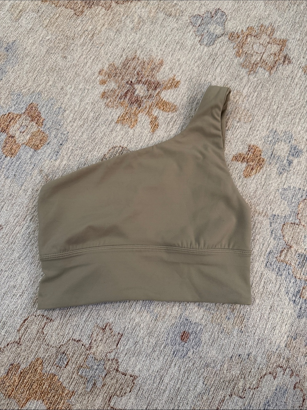 Lululemon Olive Taupe One Shoulder Asymmetrical Sports Bra Top Size 2